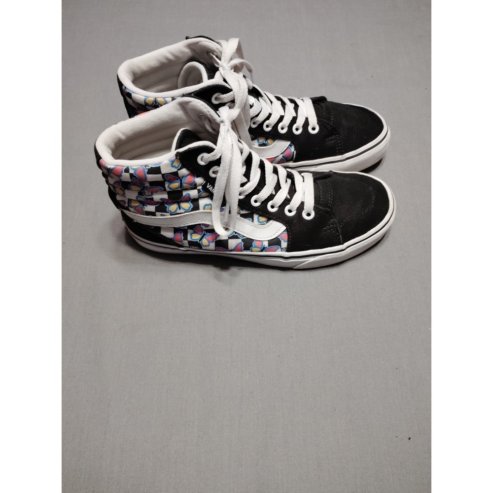 Vans Filmore Women 7.5 High-Top Canvas Shoes Checkerboard Butterflies Artsy Boho